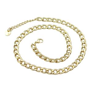 Stainless Steel Necklace Gold Plated, approx 7-10mm, 40-45cm length