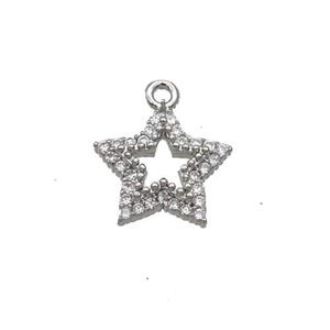 Copper Star Pendant Pave Zircon Platinum Plated, approx 11.5mm