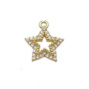 Copper Star Pendant Pave Zircon Gold Plated, approx 11.5mm