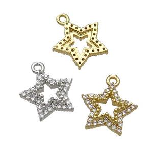Copper Star Pendant Pave Zircon Mixed, approx 11.5mm