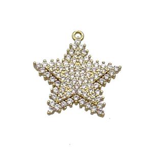 Copper Star Pendant Pave Zircon Gold Plated, approx 20mm