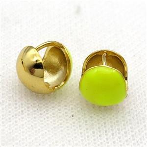 Copper Latchback Earring Yellow Enamel Gold Plated, approx 12mm