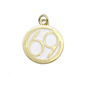 Copper Circle 69 Pendant White Enamel Gold Plated, approx 14.5mm dia