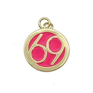 Copper Circle 69 Pendant Pink Enamel Gold Plated, approx 14.5mm dia