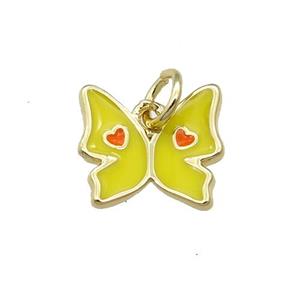 Copper Butterfly Pendant Yellow Enamel Gold Plated, approx 11mm