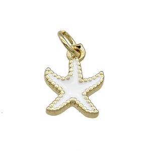 Copper Starfish Pendant White Enamel Gold Plated, approx 9-11mm