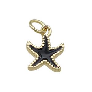 Copper Starfish Pendant Black Enamel Gold Plated, approx 9-11mm