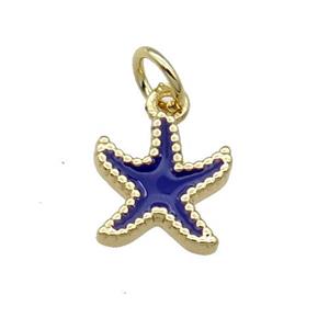 Copper Starfish Pendant Purple Enamel Gold Plated, approx 9-11mm