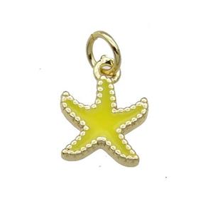 Copper Starfish Pendant Yellow Enamel Gold Plated, approx 9-11mm