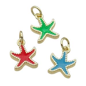 Mix Copper Starfish Pendant Enamel Gold Plated, approx 9-11mm