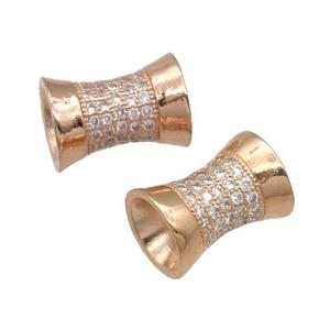 Copper Bamboo Beads Pave Zircon Rose Gold, approx 10-13mm