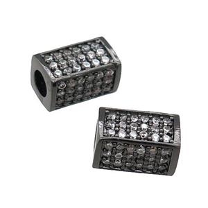 Copper Cuboid Beads Pave Zircon Large Hole Black Plated, approx 6-10mm, 3mm hole