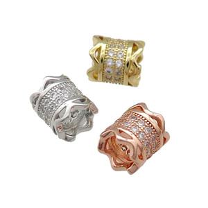 Copper Tube Beads Pave Zircon Large Hole Mixed, approx 7-8mm, 4mm hole