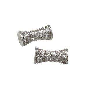 Copper Bamboo Beads Pave Zircon Platinum Plated, approx 4.5-9.5mm