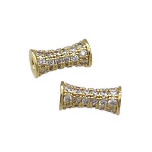 Copper Bamboo Beads Pave Zircon Gold Plated, approx 4-8.5mm