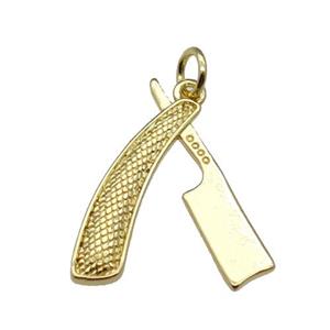 Copper Razor Charm Pendant Gold Plated, approx 18-20mm