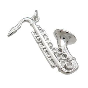 Copper Saxophone Charm Pendant Platinum Plated, approx 20-25mm