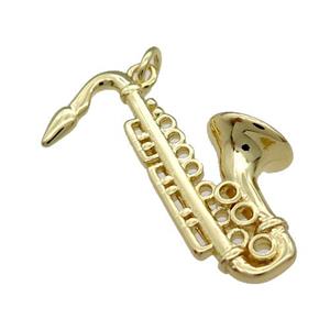 Copper Saxophone Charm Pendant Gold Plated, approx 20-25mm