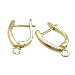 Copper Latchback Earring Accessories with Loop Gold Plated, approx 12-16mm