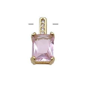 Copper Pendant Pave Pink Crystal Gold Plated, approx 6.5-14mm