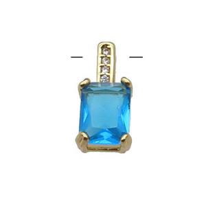 Copper Pendant Pave Blue Crystal Gold Plated, approx 6.5-14mm
