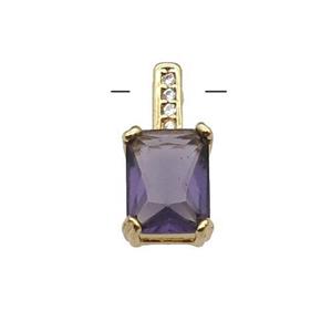 Copper Pendant Pave Purple Crystal Gold Plated, approx 6.5-14mm