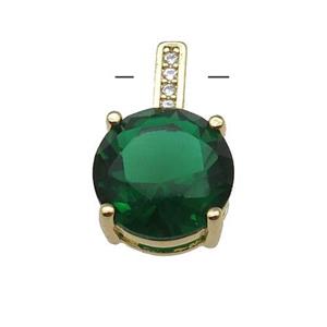 Copper Pendant Pave Green Crystal Diamond Gold Plated, approx 10-16.5mm