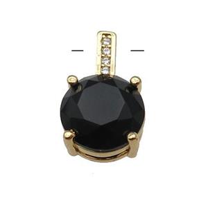Copper Pendant Pave Black Crystal Diamond Gold Plated, approx 10-16.5mm