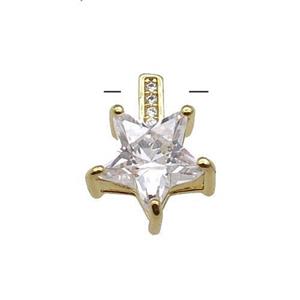 Copper Star Pendant Pave Crystal Gold Plated, approx 12-15.5mm