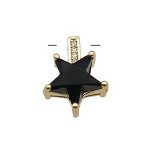Copper Star Pendant Pave Black Crystal Gold Plated, approx 12-15.5mm