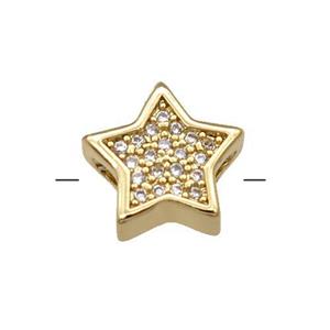 Copper Star Beads Pave Zircon Gold Plated, approx 11.5mm