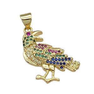 Copper Birds Pendant Pave Zircon Gold Plated, approx 18.5-21mm