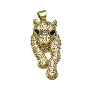 Copper Leopard Pendant Pave Zircon Gold Plated, approx 13-25mm
