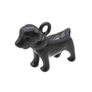 Copper Dog Pendant Black Lacquered Fired, approx 13-16mm