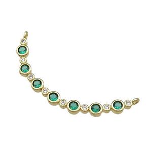 Copper Stick Pendant Pave Green Zircon 2loops Gold Plated, approx 4mm, 50mm