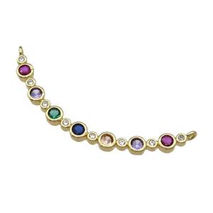 Copper Stick Pendant Pave Multicolor Zircon 2loops Gold Plated, approx 4mm, 50mm