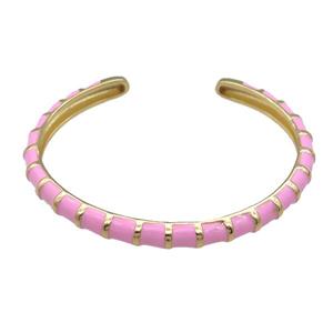 Copper Bangle Pink Enamel Gold Plated, approx 55-65mm