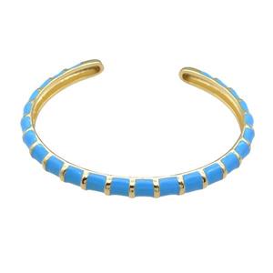 Copper Bangle Blue Enamel Gold Plated, approx 55-65mm