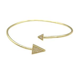 Copper Bangle Pave Zircon Triangle Gold Plated, approx 6mm, 10-12mm, 55-65mm