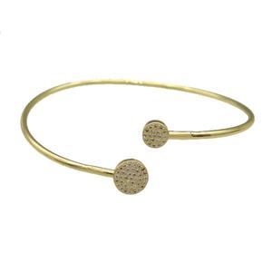 Copper Bangle Pave Zircon Circle Gold Plated, approx 7mm, 9mm, 55-65mm