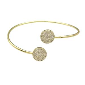 Copper Bangle Pave Zircon Circle Gold Plated, approx 11.5mm, 55-65mm