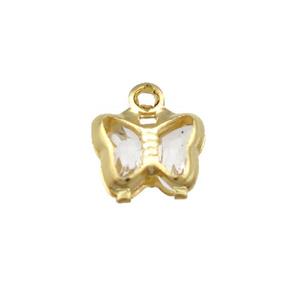 Copper Butterfly Pendant Pave Crystal Gold Plated, approx 7mm