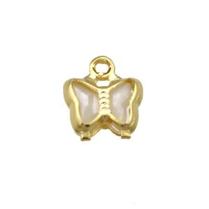 Copper Butterfly Pendant Pave Crystal Gold Plated, approx 7mm
