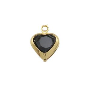 Copper Heart Pendant Pave Black Crystal Gold Plated, approx 7.5mm
