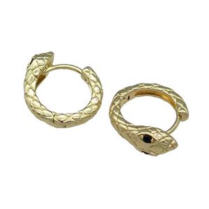 Copper Latchback Earring Snake Gold Plated, approx 16mm dia