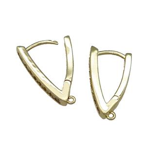 Copper Latchback Earring Accessories Pave Zircon With Loop Gold Plated, approx 12.5-24mm
