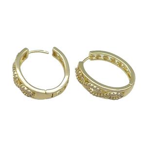 Copper Latchback Earring Pave Zircon Gold Plated, approx 22-24mm