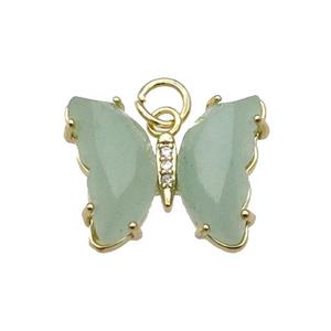 Green Aventurine Butterfly Pendant Gold Plated, approx 15-19mm