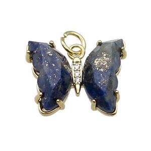 Blue Lapis Lazuli Butterfly Pendant Gold Plated, approx 15-19mm