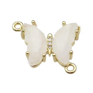 Clear Quartz Butterfly Connector Gold Plated, approx 15-19mm